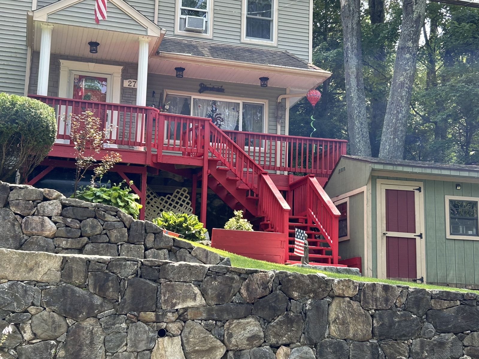 Deck painting & fieldstone wall — Manuel T Landscaping & Construction, Westchester NY